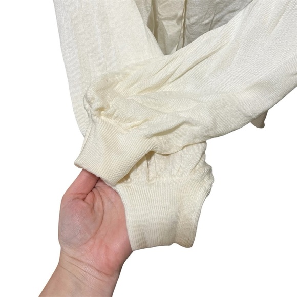 Anthropologie Moulinette Soeurs Elegant White Cream Wool Women's Blouse - Picture 4 of 14